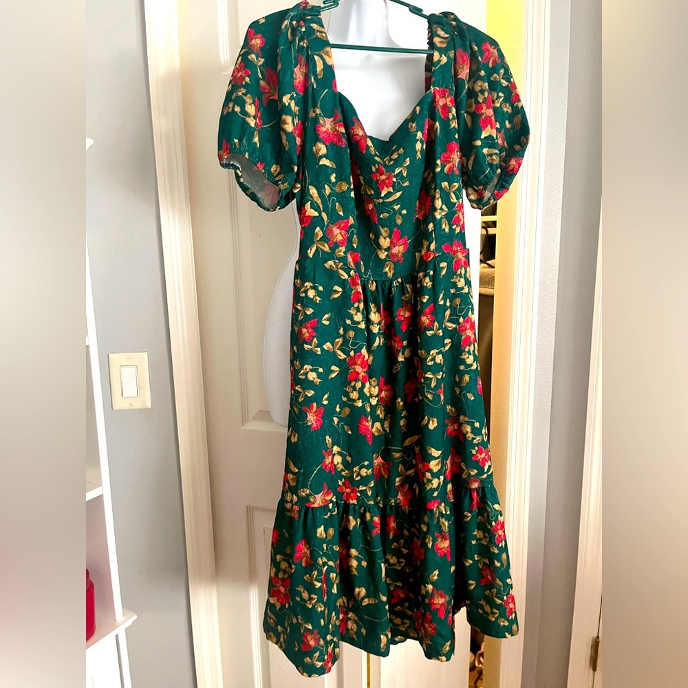 Draper James Floral Green Dress